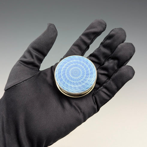 1942年 英国ヴィンテージ ブルーギロシェエナメル 純銀製 ピルケース Cohen&Charles